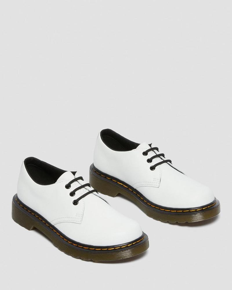 Kids' Dr Martens Junior 1461 Leather Lace Up Shoes White | AU 725HAP